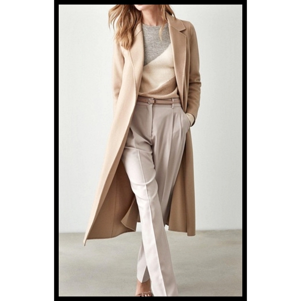 Reiss Esme Wool Blend Trouser Dress Pants Tapered Pleated Off White Cream Size 0